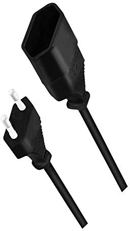 odedo Euro Verlängerungskabel Kabelverlängerung Stromkabel Verlängerung CEE 7/16 Typ-C-Stecker Eurostecker auf Typ-C Euro Buchse TV PC Computer Monitor Lampe Haushaltsgeräte PS5 (2m Schwarz)