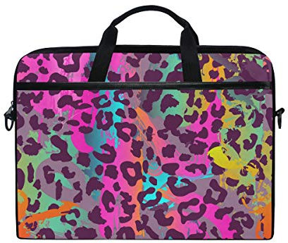 WowPrint Laptop Sleeve, Colorful Animal Tiger Leopard Print Laptop Case Shoulder Strap with Handle Portable Notebook Computer Bag for 13 13.3 14 15 inch