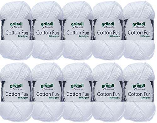 10x50g Gründl Cotton Fun Häkelgarn Strickgarn inkl. detallierter Anleitung für EIN Meerschweinchen (Fb. 01 Weiß)