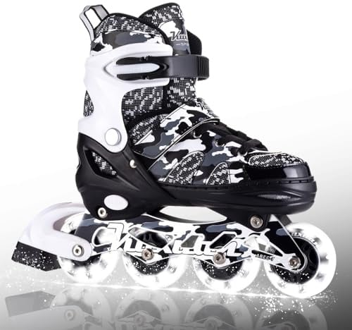 Kuxuan Boys Adjustable Inline Skates with Light up Wheels for Kids Youth