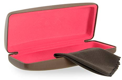 Edison & King Stabiles Brillenetui inkl. Brillenputztuch (Braun/Pink)