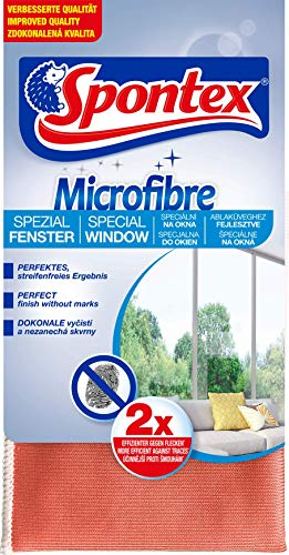 Spontex Paño de microfibra especial para ventanas, ideal para superficies de cristal sin rayas, limpieza eficiente sin químicos, 35 x 35 cm, 1 unidad