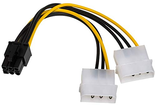 Akyga AK-CA-13 - Cable Adaptador (2 Conectores Molex Macho a PCI-E Hembra de 6 Pines, 15 cm)