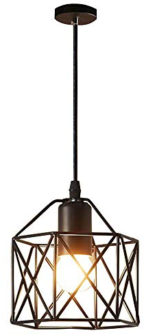 Chao Zan LED Deckenleuchte Pendellampe, 1 x E27 Sockel Vintage Pendelleuchte, Retro Hängelampe Metall, Farbe: Schwarz Deckenlampe Maximal 60 Watt
