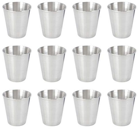 NUOBESTY 12pcs Stainless Steel Shot Glasses Dipping Sauce Dishes Bowls Vessel Drinking Cup Barware Stainless Steel Cups for Home Party Camping(70ml)