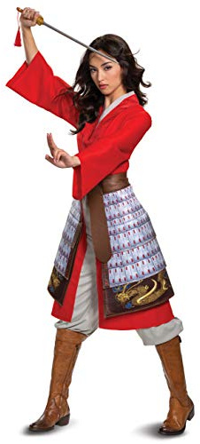 Disguise Damen Disney Mulan Hero Kleid Deluxe Erwachsenenkostüm, rot, X-Large (18-20) US