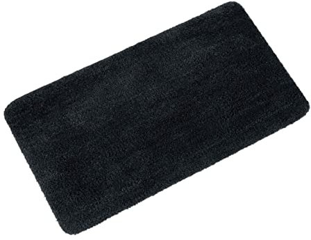 BM 4157 Tappeto Antiscivolo Assorbente a pelo in Microfibra 45x75 cm Nero Tappetino Lavabile Morbido Assorbente da Terra per Vasca, Doccia e Bagno