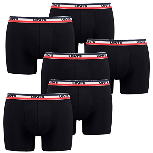 6er Pack Herren Levis SPRTSWR Logo Boxer Brief Boxershorts Unterwäsche Pants, Farbe:200 - Black, Bekleidungsgröße:XL