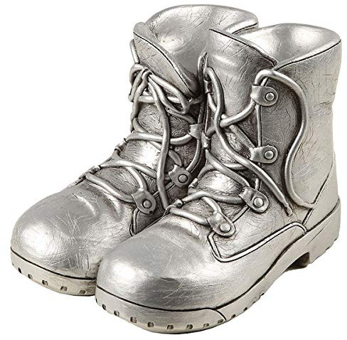 Spardose Stiefel Silber 15x13x12cm Sparbox Sparbüchse Urlaubskasse Sparschwein