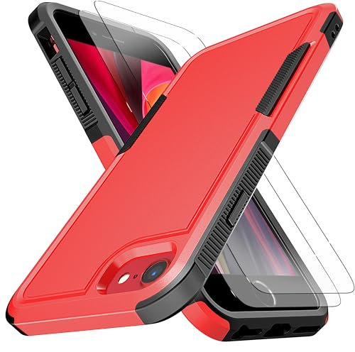 KaiMai for iPhone 8 Plus Case, iPhone 7 Plus Case [10 FT Military Grade Drop Protection] [Non-Slip] [2 pcs TPE HD Screen Protector] Heavy Duty Full-Body Shockproof Case for iPhone 7 Plus/ 8 Plus-Red