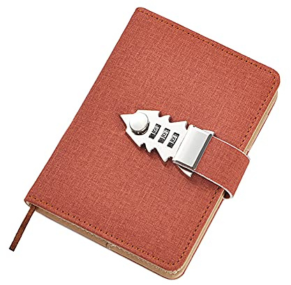Small Notebook with Lock,Password Lock Journal PU-Leather Cover Travel Diary Portable A7 Mini Notepad,Lined Secret Diary Dairy Planner Organizer