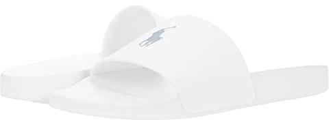 Polo Ralph Lauren Men's Polo Slide Sandals, Blanc/bleu marine, 43 EU