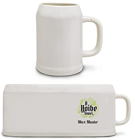 Manutextur Bierkrug mit Namen - personalisiert - Motiv A Hoibe gehd oiwei - viele Motive - Bierkrug - Größe 18x8,4 cm - persönliches Geschenk mit Wunsch-Motiv und Wunsch-Name