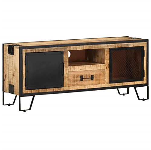 vidaXL Raues Mangoholz TV Schrank Industriestil Lowboard TV Möbel Tisch Board Sideboard Fernsehtisch Fernsehschrank HiFi-Schrank 110x31x46cm