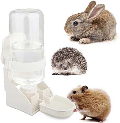 Diyife Haustier Trinkflasche 500ml, [Boden/Hänge Doppelzweck] Kleintier Automatischer Wasserspender Abnehmbar und Leicht zu Reinigen für Hamster Kaninchen Chinchilla Igel Eichhörnchen Kleintiere- Weiß