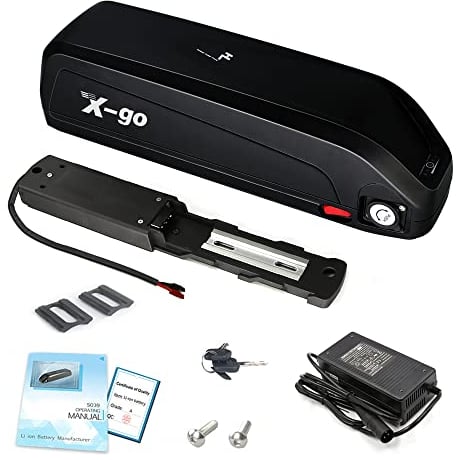 (UK Warehouse) X-go 48V 13Ah Electric Bike Battery – Large Capacity Lithium Ion with 5-Pin Base Plate, USB Port, Power Switch, Security Lock & Charger – Compatible with 150W -1000W Ebike Motors