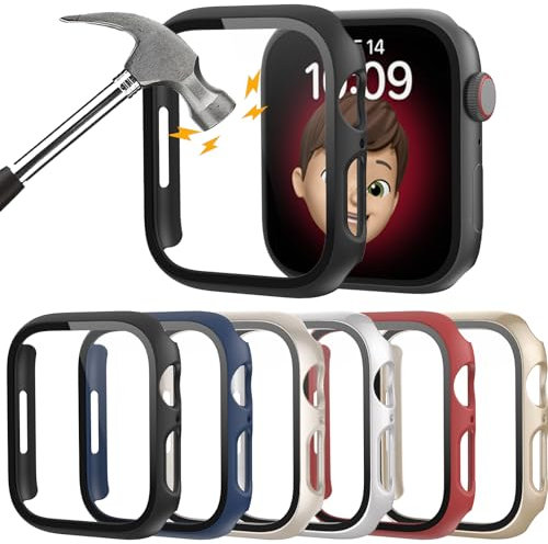Custodia rigida per Apple Watch 38 mm Serie 3/2/1 con protezione dello schermo in vetro temperato, rontion ultra sottile resistente ai graffi, cover per iWatch 38 mm