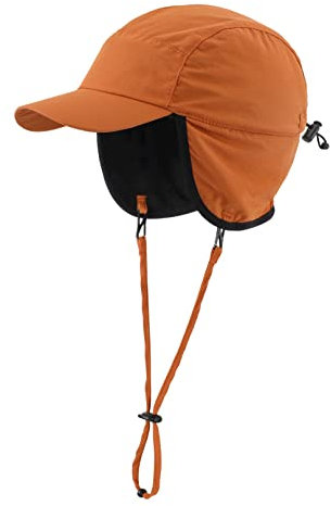 Magracy Outdoor-Baseballkappe für Herren, wasserdicht, Wintermütze mit Ohrenklappen, braun, L