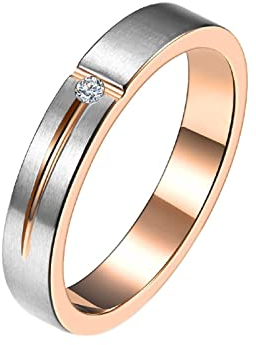 ANAZOZ Edelstahl Ringe Damen, Ring Mit Gravur Name Verlobungsring größe 54 Matt Bandring Breit 4mm mit Stein