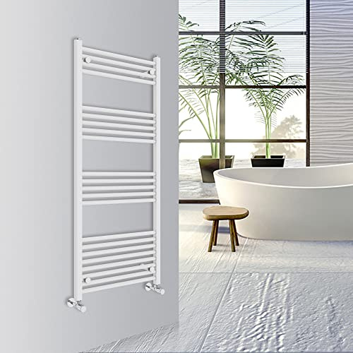 Warmehaus Straight Bathroom Heated Towel Rail Warmer 1400x600mm White | Central Heating Bathroom Ladder Radiator, 1.5mm Premium Mild Steel, Wall Mounted, Durable Finish, For Kitchen, Living Room