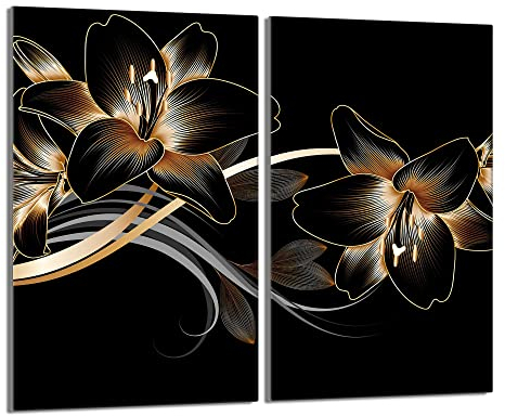 DarHaus Tabla de cortar decorativa de cristal templado y cubre vitro, Placa protectora de vitrocerámica 30 x 52 cm 2 piezas, para inducción, protección contra salpicaduras, decoración, ORQUÍDEA