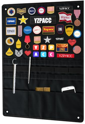 Yzpacc Tactical Patch Display Board Military Patch Holder Panel Foldable Patch Holder Panel Hanging Organizer mit mehreren Pocket für militärische Armee
