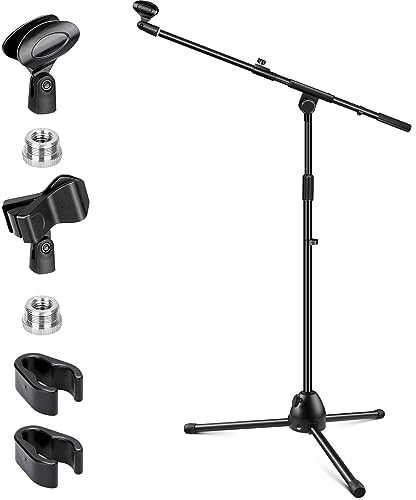 CAHAYA Supporto per Microfono a Treppiede Asta a Giraffa Universale per Microfono con 2 Diversi Clip Supporti per Microfono Regolabile in Altezza per Canto, Performance di Matrimonio CY0330