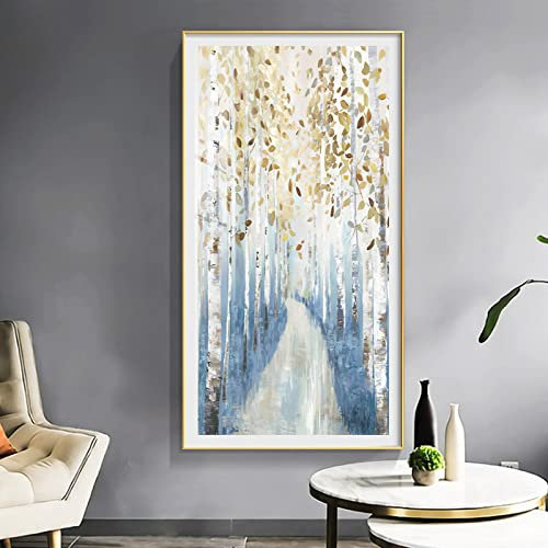 Leinwandgemälde, abstraktes goldenes Blatt, Baum, Kunst, Wandposter und Drucke, moderner Druck, Ölbild, Heim- und Wohnzimmerdekoration, 30 x 60 cm, rahmenlos