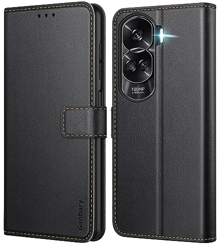 Ganbary Cover Compatibile con Honor 90 Lite (Non per Honor 90), Premium Pelle PU Flip Libro Custodia per Honor 90 Lite [Protezione Completa] [Slot per Scheda] [Funzione di Supporto], Nero