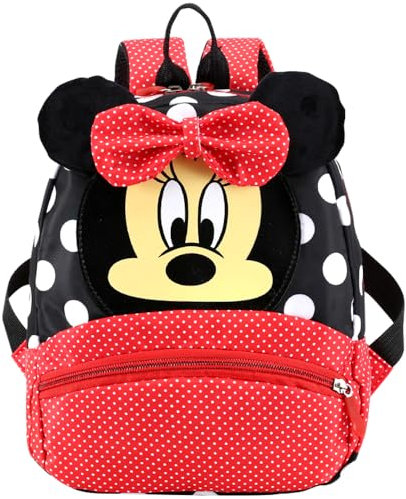 Minniiel Kinderrucksäcke, Minniie Rucksack Cartoon Kinderrucksäcke Kindergarten-Rucksack Anime Schultaschen Wasserdicht Daypack Kindergartenrucksack für Kinder Schule Reisetasche Kindergarten(Rot)
