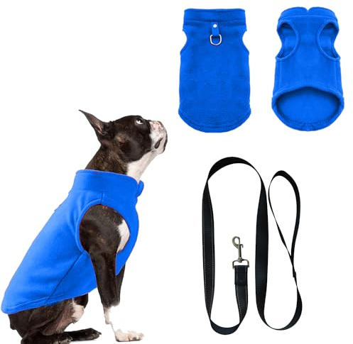 Hundemantel,Hundepullover,Chihuahua Kleidung,hundepullover kleine Hunde, Hundemantel für kleine Hunde,Hundemantel mit Geschirr,Wintermantel Hund für kleine Hunde, Innen und Außeneinsatz(Blau M)