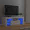 DJEKA Meuble TV LED Meuble TV Bois Meuble TV Haute Banc TV Meuble Television Meuble TV avec Rangement Table TV Salon Banc tv-Blanc-120x35x40 cm