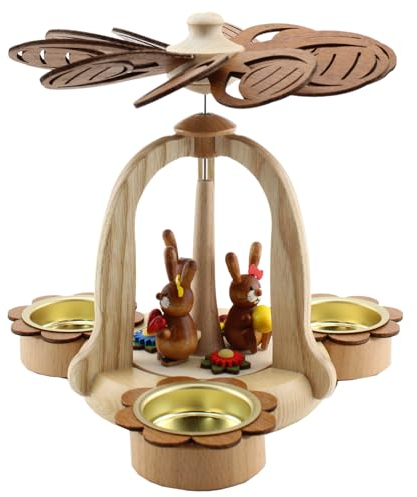 Jan Legler | Osterpyramide Erzgebirgspyramide Pyramide | Handwerkskunst aus dem Erzgebirge | 19x19x18 cm | mit Hasen