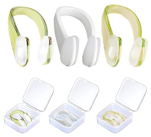 XPEX 3 Pièces pince nez en Silicone, pince nez natation，Protecteur de Nez Pour Piscine Natation & Plongée-noir, bleu, rose (2)