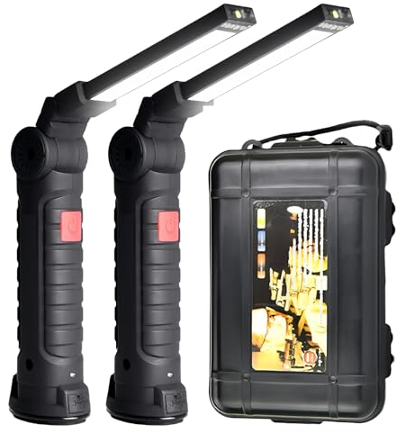 Baladeuse LED,2 Pièces Lampe De Travail,USB Rechargeable Inspection Lampe Avec Coffret Cadeau,Rechargeable Lampe Atelier,Lampe d'inspection Rechargeable USB Pour Garage,Randonnée,D'urgence