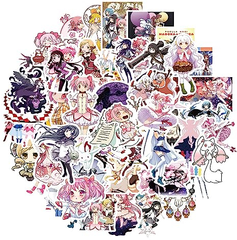 MayDee 50pcs Puella Magi Madoka Magica Aufkleber Wasserdichte Graffiti Aufkleber, Anime Madoka DIY Gepäck Kühlschrank Laptop Skateboard Aufkleber Personalisierte Kombination Nicht Wiederholt