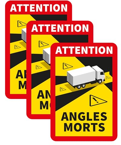 SL group - 3 Aufkleber Attention Angles Morts in 25 x 17 cm hochwertiger Magnet-Folie - Achtung Toter Winkel Magnetschild für Auto, Lkw, Bus & Wohnmobil - Hinweisschild für Pkw-Fenster magnetisch
