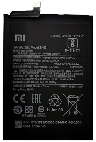 Original Batterie Accu Battery Akku Ersatzakku für Xiaomi Redmi Note 9 Pro Max Akku BN53 mit Werkzeug für einbau