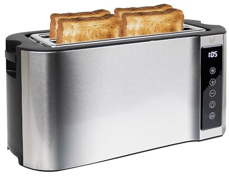 Impolio Toaster Classic 1250W – Elegantes Design, 7 Bräunungsstufen, Touchscreen-Bedienung und LED-Anzeige, Edelstahl, 4 Scheiben