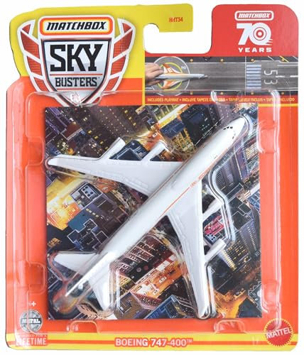 Matchbox Boeing 747-400, Spielzeug-Flugzeug, Kinderspielzeug, Unisex, Maßstab 1:64, Metallbau, 3+ Jahre, Manuell, Ohne Batterie, Wind-up, Spielmatte enthalten