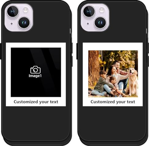 Generisch Personalisierbare Handyhülle, kompatibel mit iPhone 15, 14, 13, 12, 11 Pro Max, Mini, XR, XS, X, Anti-Fingerabdruck, stoßdämpfende Hülle für Familie, Freunde, Paare, Geschenk, Schwarz