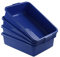 Xyskin 4-Pack Washing Up Bowls, Shallow Food Storage Tray, Plastic Bus Tub Container, Blue