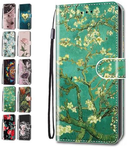 Leather Phone Case for Samsung Galaxy A51 4G 2020 Pattern Floral Hearts Butterfly Design Flip Wallet Cover with Card Slots Holder for Girls Boys - Apricot
