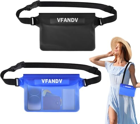 VFANDV wasserdichte Tasche Beutel Bauchtasche, 2 Stück Wasserdichter Beutel Touchscreen Unterstützt Bauchtasche Wasserdicht für Strand, Wassersport, Schwimmbad