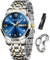 Taxau Uhr Herren Silber Luxus Blau Gesicht mit Datum Tag Edelstahl Uhren Business Mens Kleid Uhr Römische Uhren für Männer wasserdichte Analog Quarz Herrenuhren Klassische Reloj para Hombre