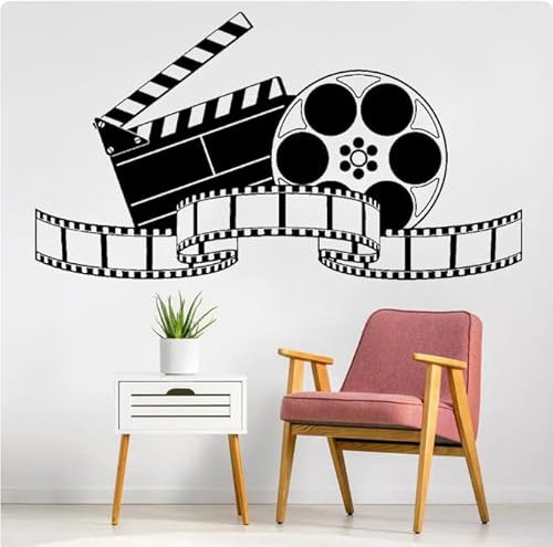 Wandtattoo Kino Wandaufkleber Schlafzimmer Wohnzimmer Vintage Wohndekoration, schwarz, 151x84cm