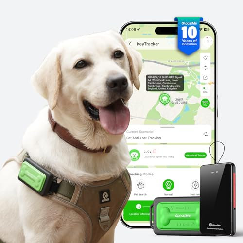 GlocalMe KeyTracker Dog Tracker, Global Unlimited Range GPS Tracker for Dogs, with 6 Location Technologies for Real Time Tracking, with Global Network Service, Waterproof