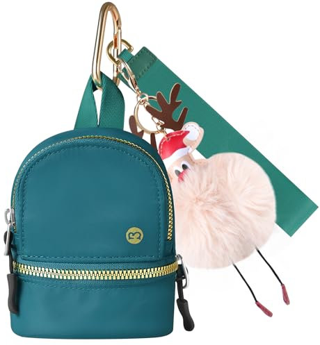 Babysun Mini-Rucksack, Schlüsselanhänger, Handgelenktasche, kleine Münzgeldbörse, niedlicher Reißverschluss, Geldbörse mit 3 RFID-Kartenfächern für Damen/Herren, Airpods Kosmetik, grün-Gold
