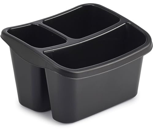 VR7 Sink Organiser Kitchen Sink Cleaning Caddy Organiser Washing up Caddy Tidy Sponge Holder (Black)