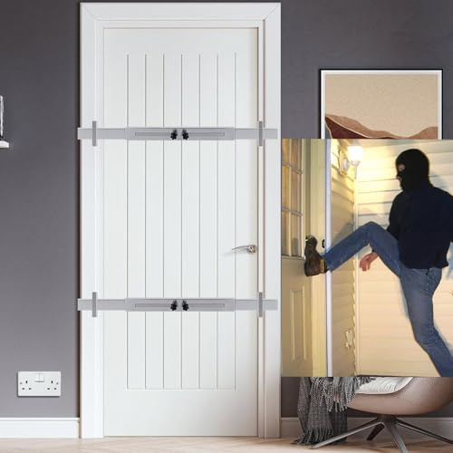 ROZEKEAN Dooricade - Barra De Seguridad Para Puerta (acero Inoxidable, 2 Juegos), Uso Como Puerta, Cerradura Refuerzo Protege La Toda Se Adapta a